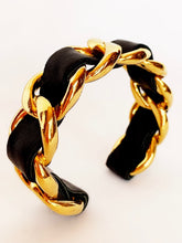 Load image into Gallery viewer, CHANEL LEATHER CHAIN CUFF BRACELET HIP HOP 1990's PRISTINE