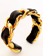 Load image into Gallery viewer, CHANEL LEATHER CHAIN CUFF BRACELET HIP HOP 1990's PRISTINE
