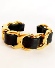 Load image into Gallery viewer, CHANEL LEATHER CHAIN CUFF BRACELET HIP HOP 1990's PRISTINE