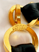 Load image into Gallery viewer, CHANEL CHUNKY BLACK LEATHER GILT CHAIN NECKLACE CHOKER COLLAR VINTAGE 1990's PRISTINE