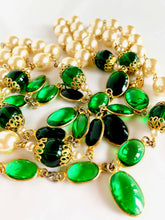 Load image into Gallery viewer, CHANEL EMERALD GREEN GRIPOIX JEWEL AND GLASS PEARL SAUTOIR VINTAGE
