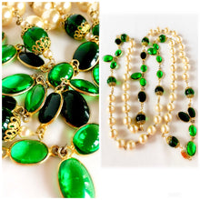 Load image into Gallery viewer, CHANEL EMERALD GREEN GRIPOIX JEWEL AND GLASS PEARL SAUTOIR VINTAGE