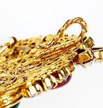 Load image into Gallery viewer, CHANEL OPULENT GRIPOIX EMERALD AND RED GLASS PENDANT BROOCH