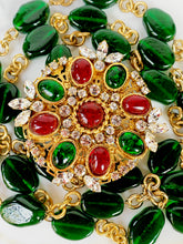 Load image into Gallery viewer, IMPORTANT CHANEL EMERALD GREEN GRIPOIX GLASS 3 STRAND 1982 NECKLACE