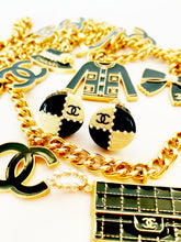 Load image into Gallery viewer, CHANEL BLACK AND WHITE CHARMING CHECKERBOARD PEARL CLIP ON EARRINGS 02
