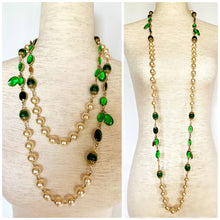 Load image into Gallery viewer, CHANEL EMERALD GREEN GRIPOIX JEWEL AND GLASS PEARL SAUTOIR VINTAGE