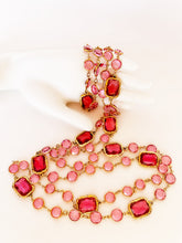 Load image into Gallery viewer, CHANEL ORIGINAL CHICKLET HOT PINK CRYSTAL VINTAGE 1981 LONG SAUTOIR