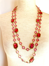 Load image into Gallery viewer, CHANEL ORIGINAL CHICKLET HOT PINK CRYSTAL VINTAGE 1981 LONG SAUTOIR