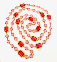 Load image into Gallery viewer, CHANEL ORIGINAL CHICKLET HOT PINK CRYSTAL VINTAGE 1981 LONG SAUTOIR