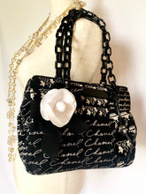 Load image into Gallery viewer, CHANEL MADEMOISELLE COCO RUE CAMBON CANVAS PRINTED HANDBAG WITH CAMELLIA BROOCH AND MIRROR