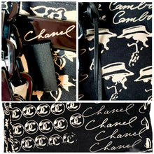 Load image into Gallery viewer, CHANEL MADEMOISELLE COCO RUE CAMBON CANVAS PRINTED HANDBAG WITH CAMELLIA BROOCH AND MIRROR