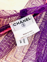 Load image into Gallery viewer, CHANEL PURPLE BARBIE PINK GROSGRAIN TRIM NYLON CARDIGAN JACKET 2003 CRUISE