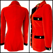 Load image into Gallery viewer, CHANEL ICONIC SUPERMODEL RUNWAY RED VELVET JACKET 1990 AUTUMN WINTER