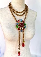 Load image into Gallery viewer, CHANEL 1983 IMPORTANT RED GRIPOIX GLASS NUGGETS LARIAT CHAIN NECKLACE