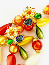 Load image into Gallery viewer, CHANEL IMPORTANT AND RARE MASSIVE GRIPOIX FLORAL EARRINGS 1991