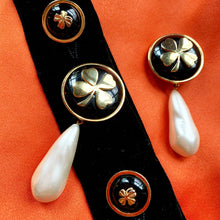Load image into Gallery viewer, CHANEL GRIPOIX PEARL LARGE LUCKY CLOVER VINTAGE DANGLE EARRING