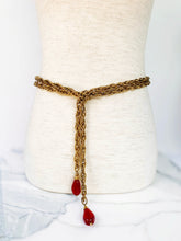 Load image into Gallery viewer, CHANEL 1983 IMPORTANT RED GRIPOIX GLASS NUGGETS LARIAT CHAIN NECKLACE