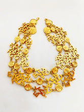 Load image into Gallery viewer, CHANEL 3 STRAND CHANEL LETTERS LOGO NECKLACE 18 CHANEL CLUSTERS AND 18 LOGO MEDALLIONS