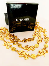 Load image into Gallery viewer, CHANEL 3 STRAND CHANEL LETTERS LOGO NECKLACE 18 CHANEL CLUSTERS AND 18 LOGO MEDALLIONS