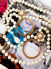 Load image into Gallery viewer, CHANEL MEGA HOOP GRIPOIX GLASS PEARL CHAIN 1988 EARRINGS