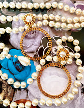 Load image into Gallery viewer, CHANEL MEGA HOOP GRIPOIX GLASS PEARL CHAIN 1988 EARRINGS