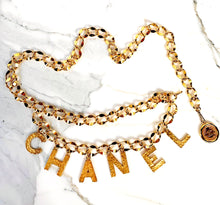 Load image into Gallery viewer, CHANEL C-H-A-N-E-L CHARMS GILT CHAIN BELT