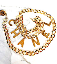 Load image into Gallery viewer, CHANEL C-H-A-N-E-L CHARMS GILT CHAIN BELT
