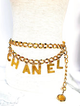 Load image into Gallery viewer, CHANEL C-H-A-N-E-L CHARMS GILT CHAIN BELT