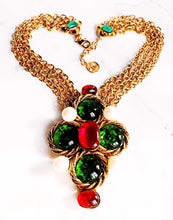 Load image into Gallery viewer, CHANEL MASSIVE EMERALD AND BERRY GRIPOIX POURED GLASS NECKLACE