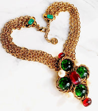 Load image into Gallery viewer, CHANEL MASSIVE EMERALD AND BERRY GRIPOIX POURED GLASS NECKLACE