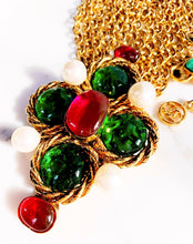 Load image into Gallery viewer, CHANEL MASSIVE EMERALD AND BERRY GRIPOIX POURED GLASS NECKLACE
