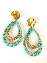 Load image into Gallery viewer, FRANCOISE MONTAGUE TURQUOISE GLASS XXL 4" DANGLE EARRING