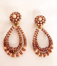 Load image into Gallery viewer, FRANCOISE MONTAGUE XXL LOLITA VINTAGE GRIPOIX ANGEL SKIN PINK GLASS CRYSTAL EARRINGS