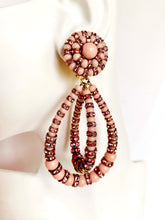 Load image into Gallery viewer, FRANCOISE MONTAGUE XXL LOLITA VINTAGE GRIPOIX ANGEL SKIN PINK GLASS CRYSTAL EARRINGS