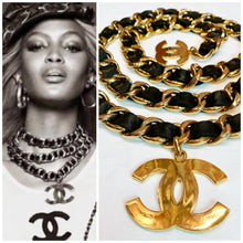 Load image into Gallery viewer, CHANEL ICONIC JUMBO LOGO LEATHER CHAIN BELT NECKLACE 38 INCHES