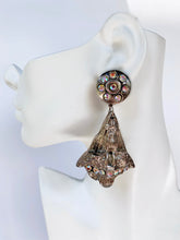 Load image into Gallery viewer, KALINGER VINTAGE 1980s IRIDESCENT CRYSTAL EMBELLISHED EARRINGS