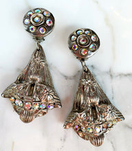 Load image into Gallery viewer, KALINGER VINTAGE 1980s IRIDESCENT CRYSTAL EMBELLISHED EARRINGS
