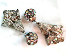Load image into Gallery viewer, KALINGER VINTAGE 1980s IRIDESCENT CRYSTAL EMBELLISHED EARRINGS