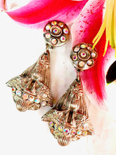 Load image into Gallery viewer, KALINGER VINTAGE 1980s IRIDESCENT CRYSTAL EMBELLISHED EARRINGS