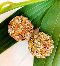 Load image into Gallery viewer, KALINGER VINTAGE 1980s IRIDESCENT CRYSTAL EMBELLISHED EARRINGS