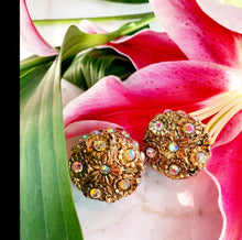 Load image into Gallery viewer, KALINGER VINTAGE 1980s IRIDESCENT CRYSTAL EMBELLISHED EARRINGS