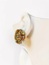 Load image into Gallery viewer, KALINGER VINTAGE 1980s IRIDESCENT CRYSTAL EMBELLISHED EARRINGS