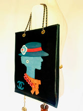 Load image into Gallery viewer, CHANEL RARE VINTAGE COCO GABRIELLE JEWELED, WOOL, LEATHER SHOPPING TOTE