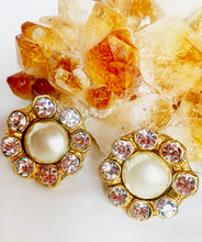 Load image into Gallery viewer, CHANEL GRIPOIX PEARL OVERSIZED CRYSTALS VINTAGE SHOWSTOPPER EARRINGS