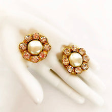 Load image into Gallery viewer, CHANEL GRIPOIX PEARL OVERSIZED CRYSTALS VINTAGE SHOWSTOPPER EARRINGS
