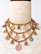Load image into Gallery viewer, CHANEL PASTEL FANTASY RARE 17 HUGE CC CHARM VINTAGE NECKLACE BELT