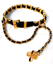 Load image into Gallery viewer, ICONIC CHANEL BUCKLE COLLAR DRAPED LEATHER GILT CHAIN NECKLACE 1993 PRISTINE