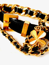 Load image into Gallery viewer, ICONIC CHANEL BUCKLE COLLAR DRAPED LEATHER GILT CHAIN NECKLACE 1993 PRISTINE