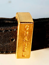 Load image into Gallery viewer, ICONIC CHANEL BUCKLE COLLAR DRAPED LEATHER GILT CHAIN NECKLACE 1993 PRISTINE