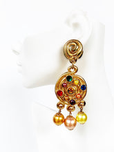 Load image into Gallery viewer, JACKY DE G FRANCE BAROQUE COUTURE GILT DANGLE 1980's EARRINGS